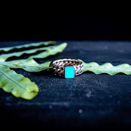 Zilveren dames en heren ring Strong blue