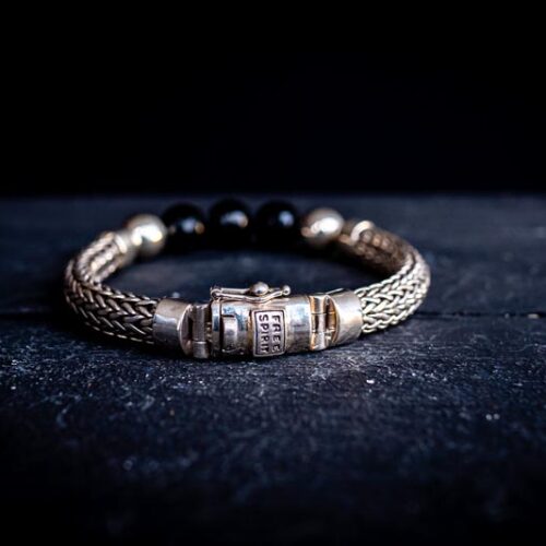 Zilveren dames en heren armband Angel Black