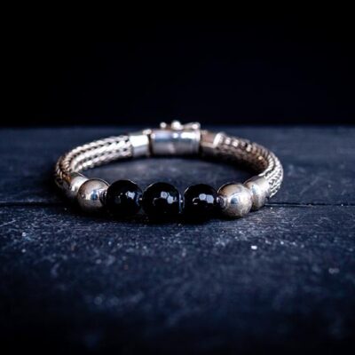 Zilveren dames en heren armband Angel Black
