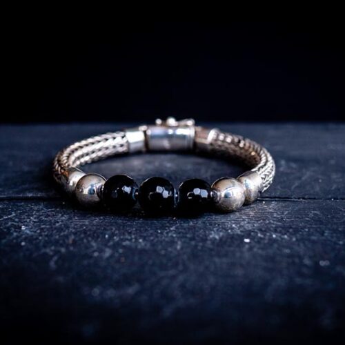 Zilveren dames en heren armband Angel Black