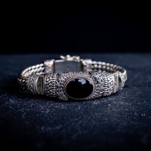 Zilveren dames en heren armband Infinity Black