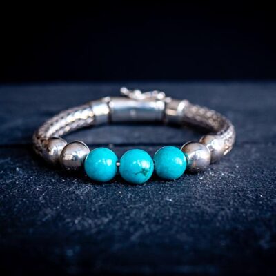 Zilveren dames en heren armband Angel blue