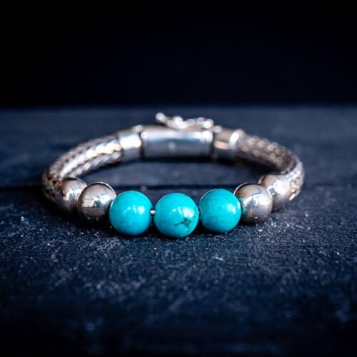 Zilveren dames en heren armband Angel blue