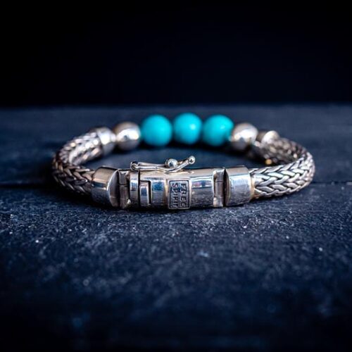 Zilveren dames en heren armband Angel blue