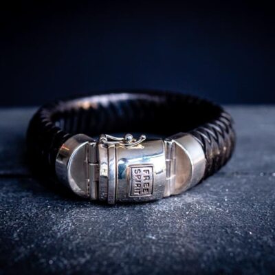 Armband Strong leather XL zwart