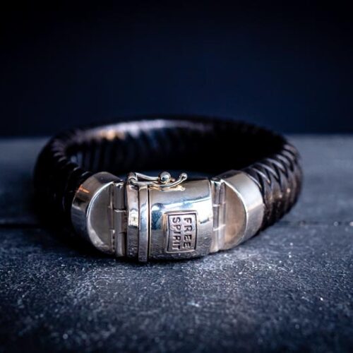 Armband Strong leather XL zwart