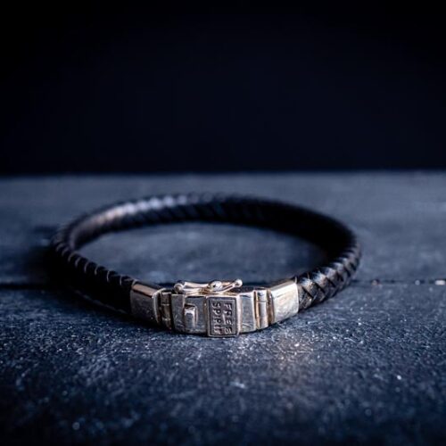 Armband Happy leder Black