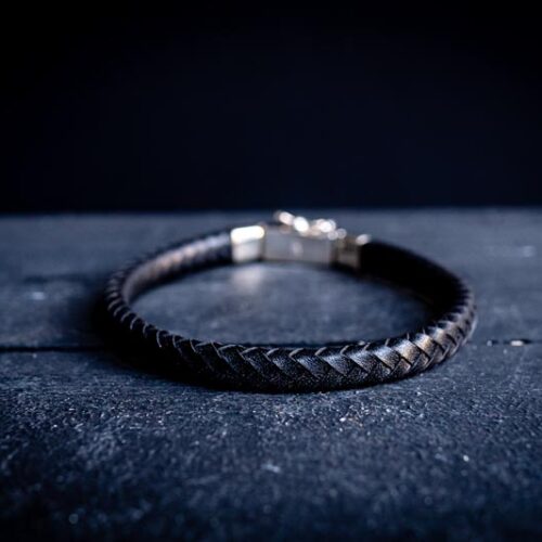 Armband Happy leder Black