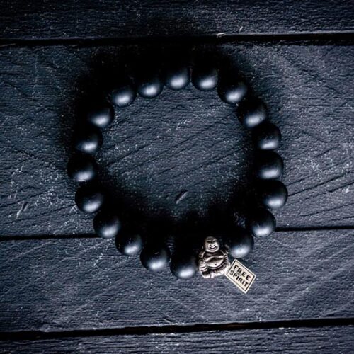Kralen armband matte onyx met happy buddha