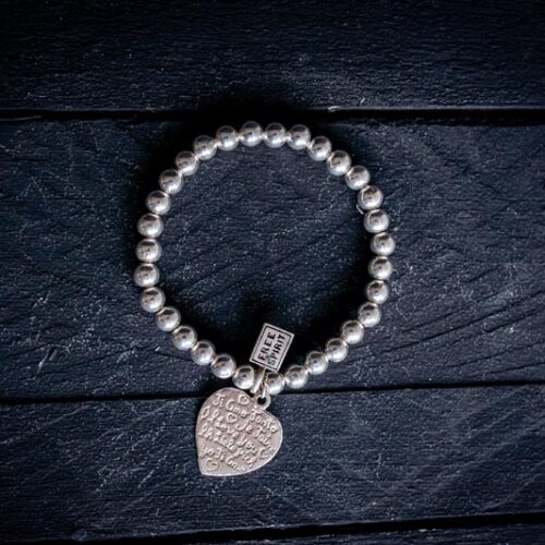 Zilveren kralen armband zilveren hart groot