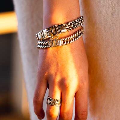 Zilveren dames en heren armband Feel small