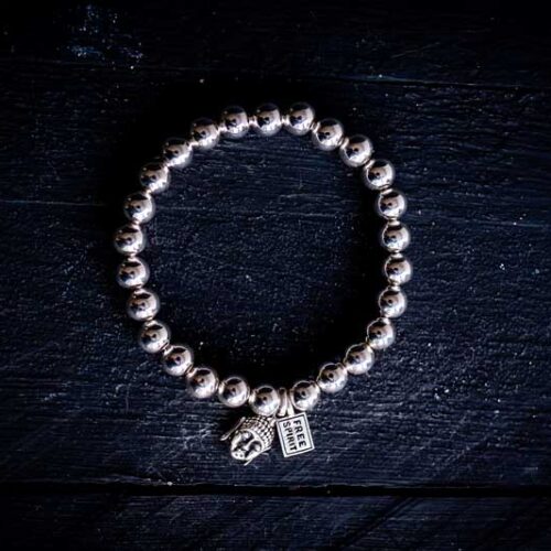Zilveren kralen armband met zen buddha hoofdje