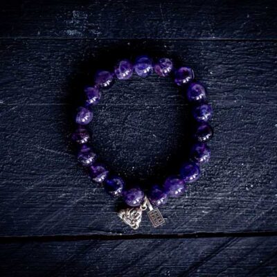 Kralen armband Amethist met happy buddha