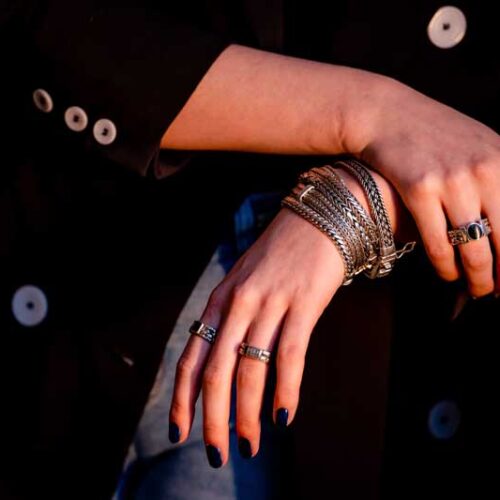 Zilveren dames en heren armband Double Wish