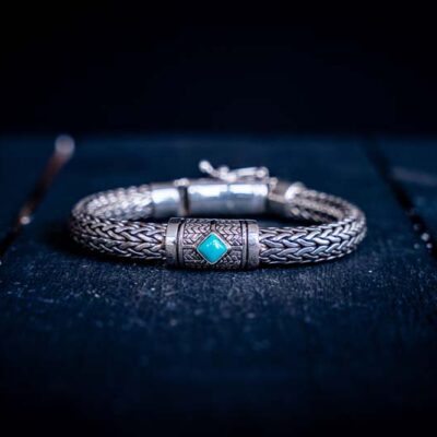 Zilveren dames en heren armband Dante blue