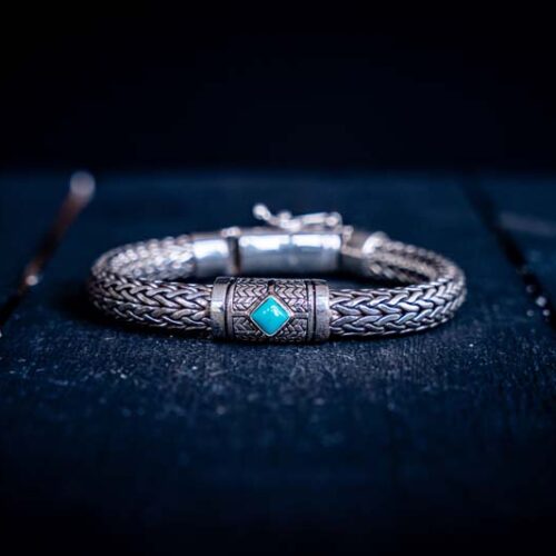 Zilveren dames en heren armband Dante blue