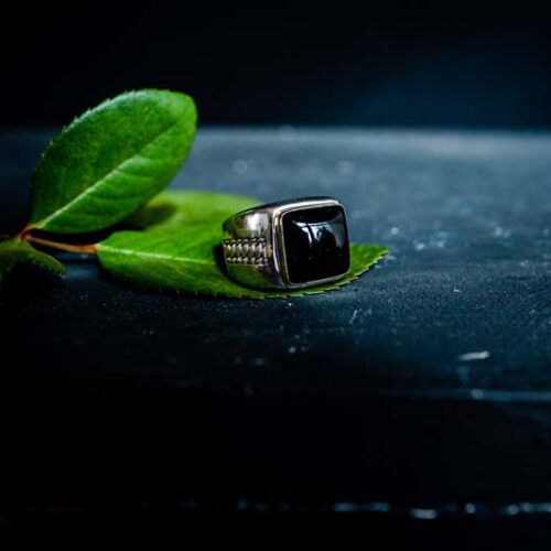 Zilveren heren ring Tony black