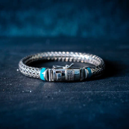 Zilveren dames en heren armband Wish blue