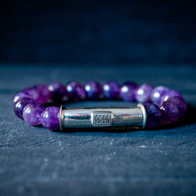 Kralenarmband purple met zilveren koker