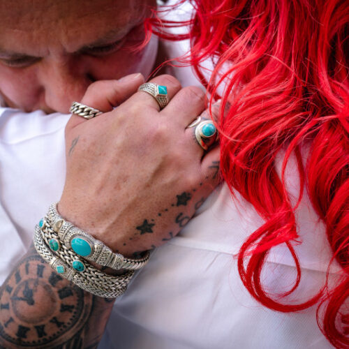 Zilveren dames en heren armband Infinity Blue