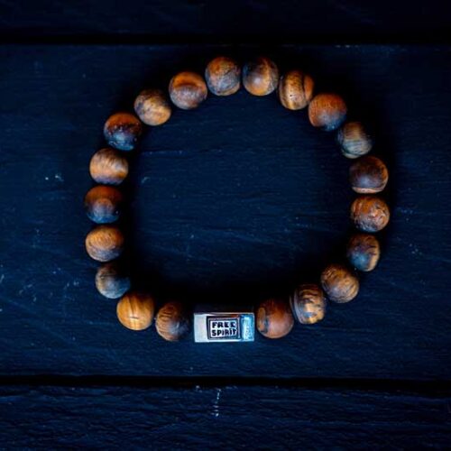 kralen armband tiger eye mat met zilveren logoblokje