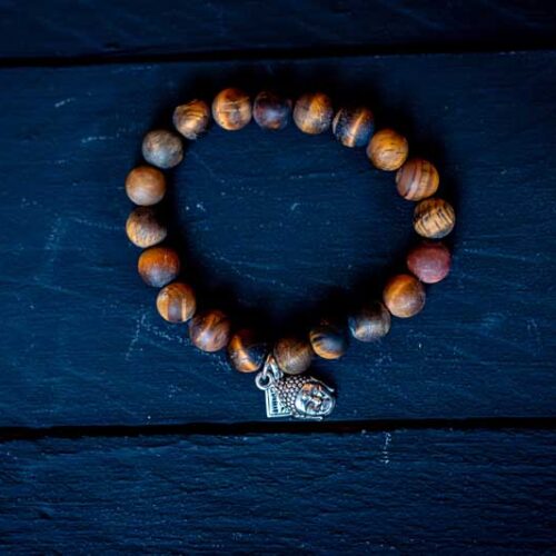 Kralen armband tiger eye mat met zen buddha