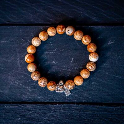 Kralen armband Picture jaspis met zilveren happy buddha