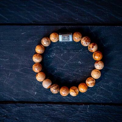 Kralen armband Picture Jaspis met zilveren logo blokje