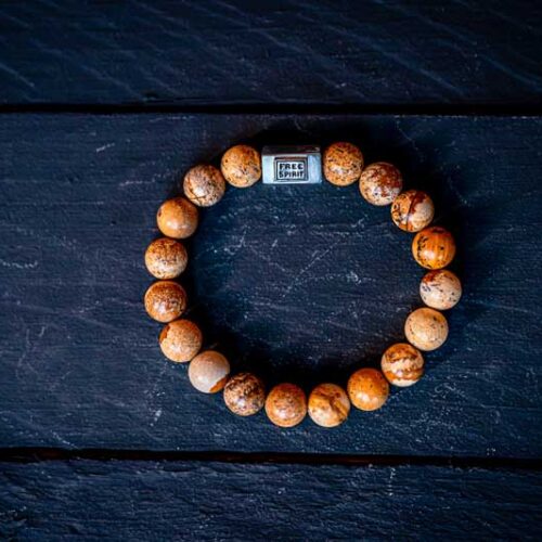 Kralen armband Picture Jaspis met zilveren logo blokje