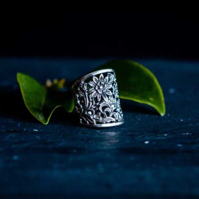 Zilveren dames ring Flower Power