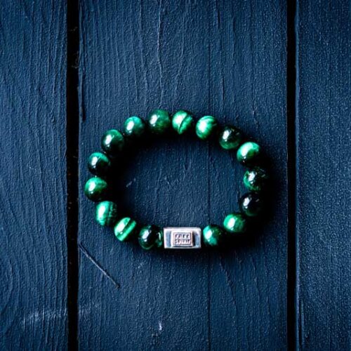 Kralen armband Tiger eye Gucci green met zilveren logoblokje