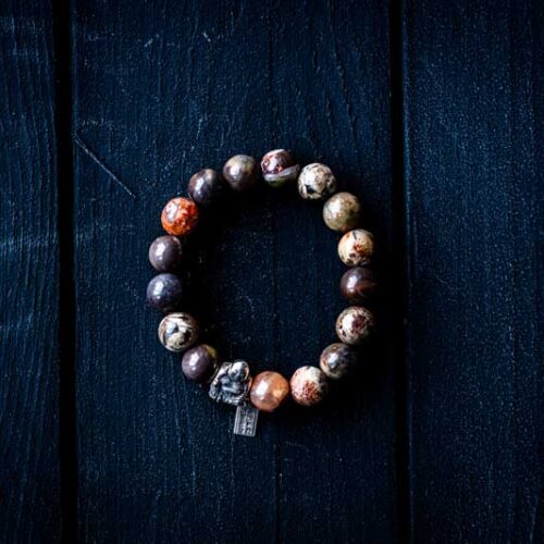 Kralen armband Flower Agaat met zilveren buddha