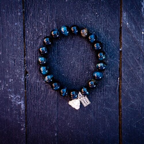 Kralen armband Tiger eye darkblue met happy buddha 2