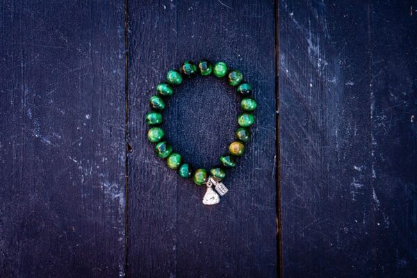 Beads armband Gucci green met zilveren happy buddha 2