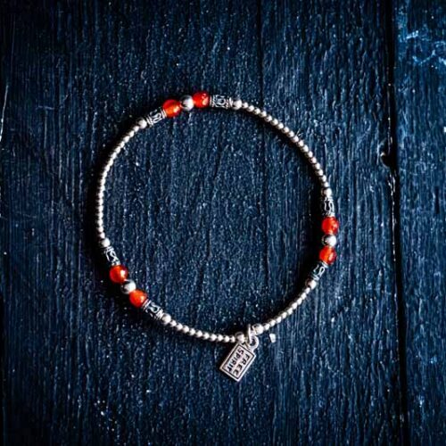 Zilveren dames armband Bowien red