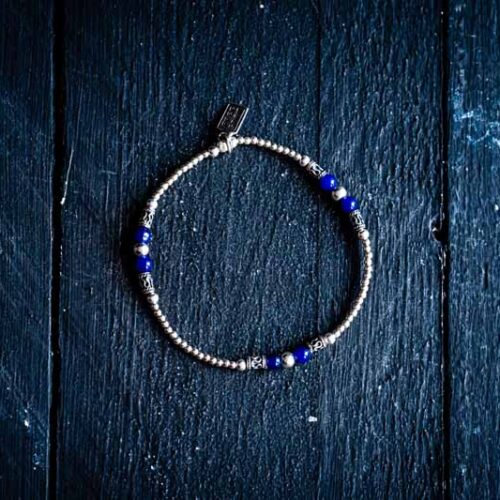 Zilveren dames armband Bowien dark blue