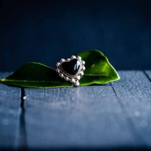 Zilveren dames ring Forever love black