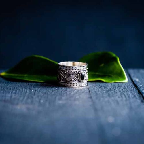 Zilveren dames ring Indra black