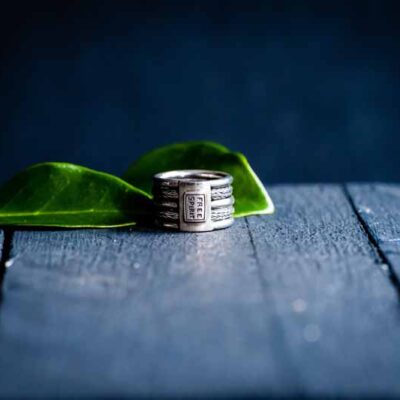 Zilveren dames en heren ring Mission