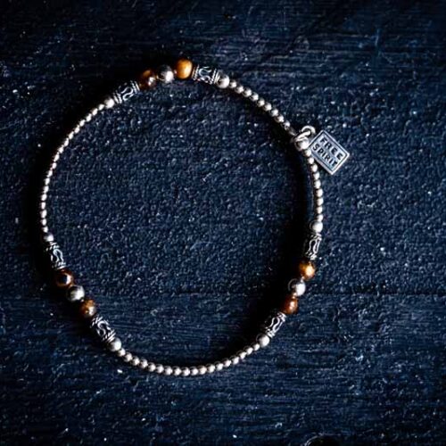 Zilveren dames armband Bowien brown