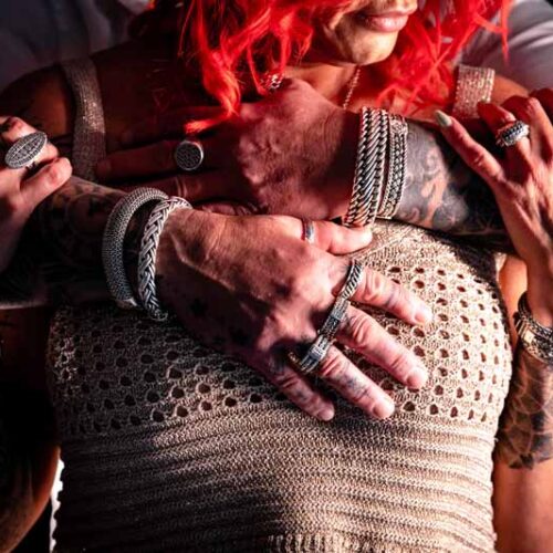 Zilveren dames en heren ring Romee