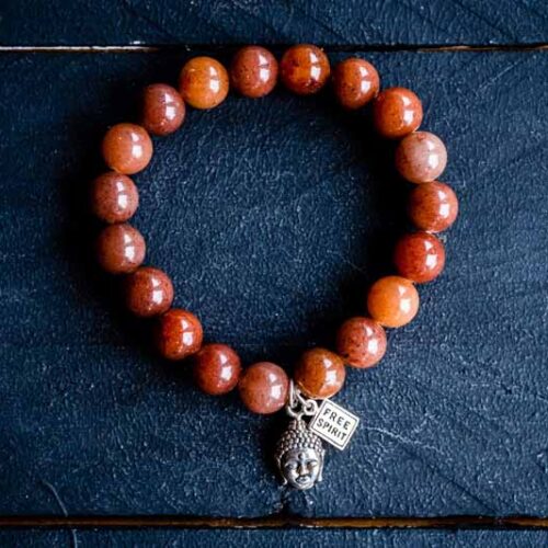 kralen armband bruine aventurijn met zen buddha hoofdje