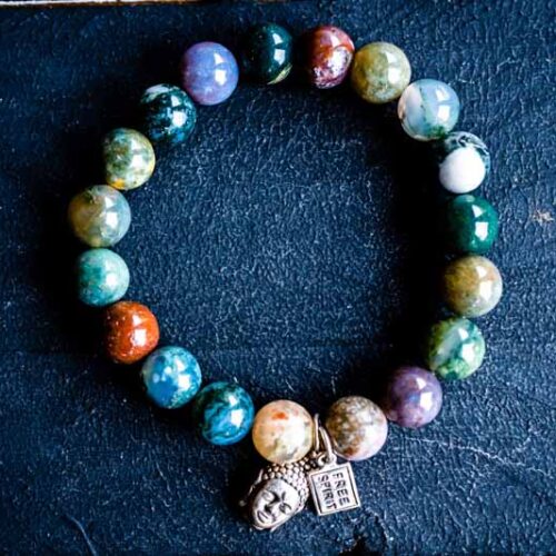 Kralen armband Indiase agaat met zen buddha hoofdje