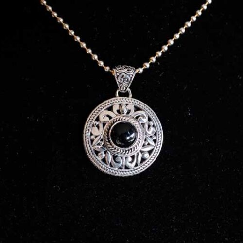 Zilveren dames hanger Santorini black