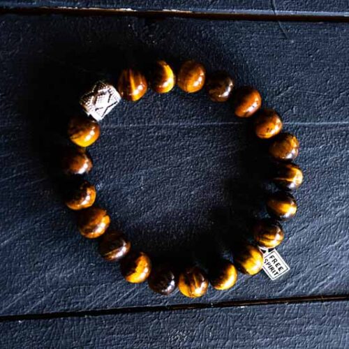 Kralen armband tiger eye met print bedel
