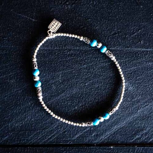 Zilveren dames armband bowien blue
