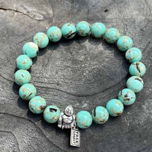 Kralen armband howliet mintgroen met happy buddha
