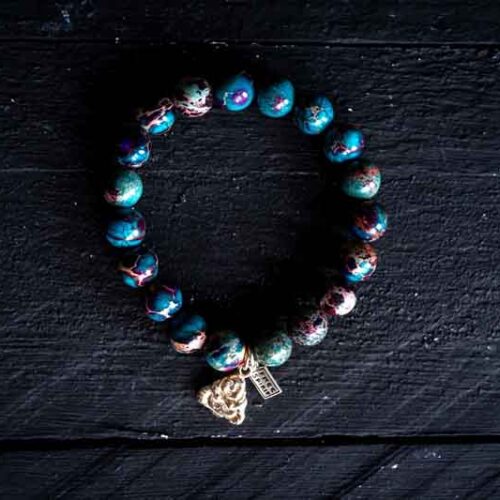 Kralen armband zee sediment multi colour blauw met happy buddha