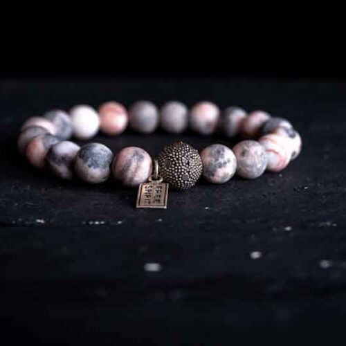 Kralen armband matte pink zebra jasper