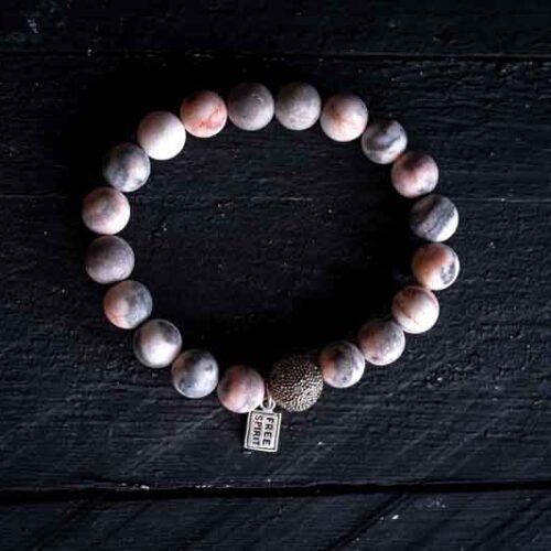 Kralen armband matte pink zebra jasper